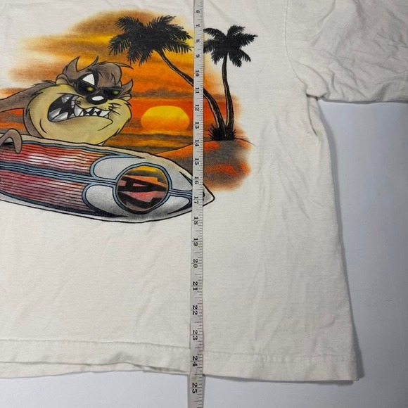 90s Looney Tunes Tasmanian Devil Surf T-Shirt XL - Picture 4 of 6